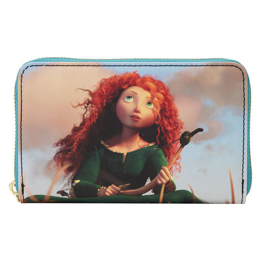Zip around wallet featuring Merida with her bow on the front and Merida with the witch on the back.